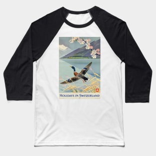 Holidays in Switzerland, Vintage Travel Poster Baseball T-Shirt